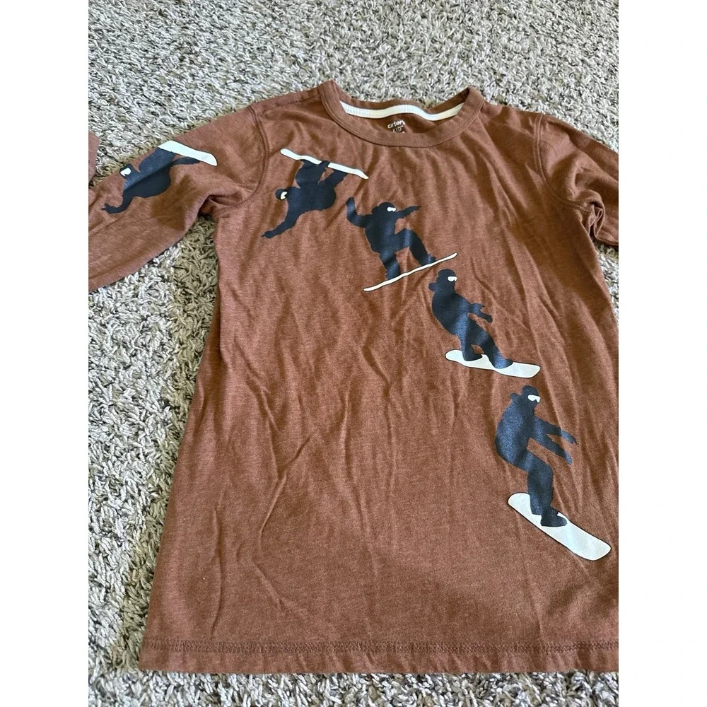 Carter's Boys Brown Double-side Graphic Snowboarding Long Sleeve Tee‎ Size 10/12